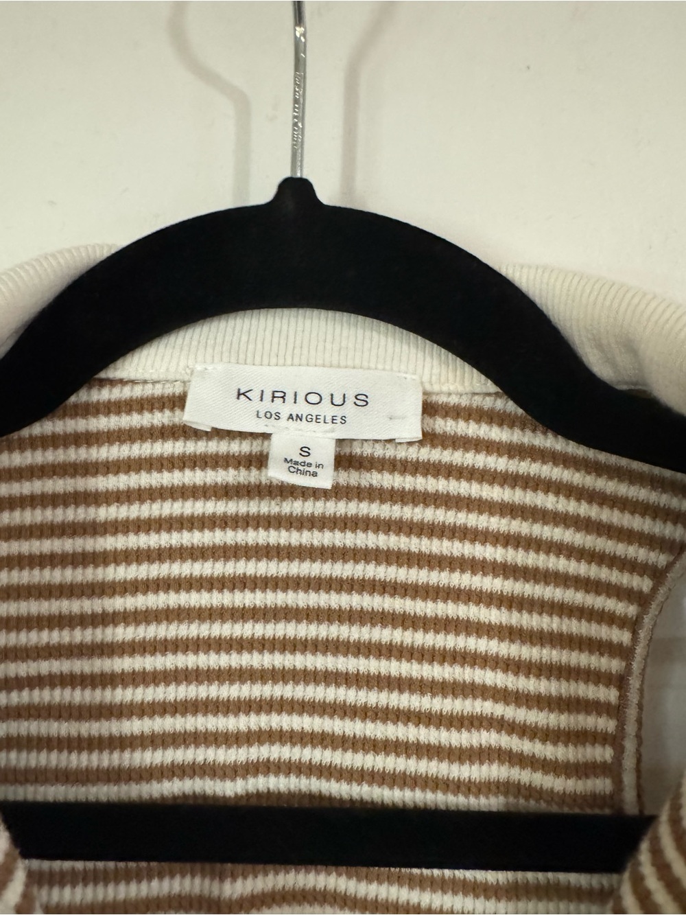 Striped Knit Polo Tank and Skort Set in Cream and Brown - Picture 2 of 5